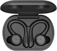 Auriculares deportivos con diseño ergonómico APEKX True inalámbricos Bluetooth 5.0 deportivos, IPX7 sonido estéreo impermeable, micrófono integrado, soporte de carga inalámbrica (negro)