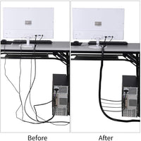 Funda de cable, cable flexible Bundler cable Wrap sistema de gestión de cable para oficina y PC Negro