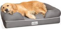 PetFusion Ultimate cama para perro, espuma viscoelástica ortopédica CertiPUR-US, opciones de tamaño/color, almohada de firmeza media, forro impermeable, cremalleras YKK, transpirable 35% algodón, Cert. Skin Contact Safe