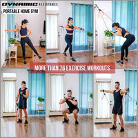 INTENT SPORTS Portable Home Gym - Dynamic Total Body Workout Package with Resistance Bands, Collapsible Bar, Straps, Handles - Strength Training for Home, Travel, 58 Workout Videos