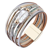 AZORA - Pulsera de piel para mujer, con perlas barrocas envueltas, brazalete de tubo dorado hecho a mano, regalo bohemio para mujeres, adolescentes, madres