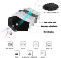 Pack of 3 Fashion Protective Face Covering With 6 Activated Carbon Filters Washable Reusable Breathable Comfortable Elastic Mouth Nose Health Anti-Dust Masque Màsc Bandanas for Adults Teens (Black)